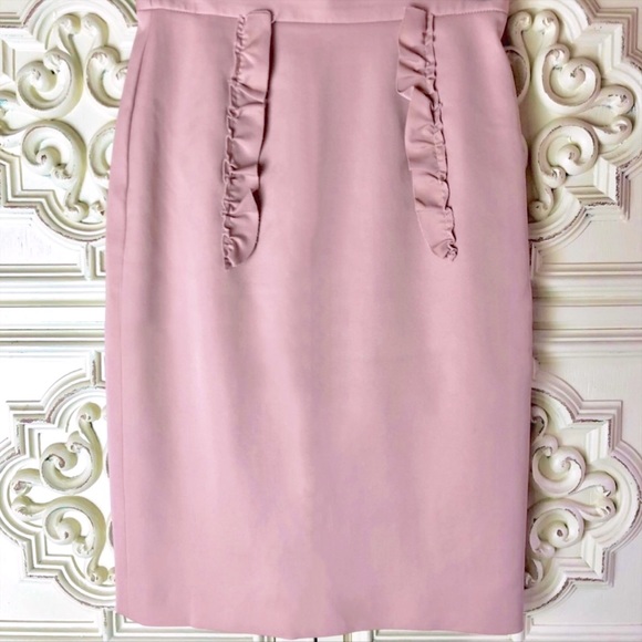 Miu Miu Dresses & Skirts - Miu Miu Blush Pink Ruffled Pencil Skirt With Slit
